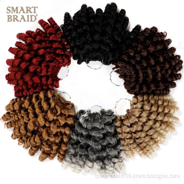 Wand Curl Crochet Hair Extensions Ombre Braiding Twist Hair Synthetic Jumpy Wand Curly Twist Braids Hair 8 Inch 20 strands